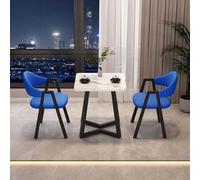 FAXJRU Ensemble de Table à Manger Carré avec Chaises, 60cm Table de Cuisine Moderne et 2 chaises, Table de Réception et Chaises(White Table,B)