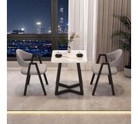 FAXJRU Ensemble de Table à Manger Carré avec Chaises, 60cm Table de Cuisine Moderne et 2 chaises, Table de Réception et Chaises(White Table,G)