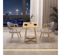 FAXJRU Ensemble de Table à Manger Carré avec Chaises, 60cm Table de Cuisine Moderne et 2 chaises, Table de Réception et Chaises(Wood Color Table,D)