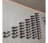 FAXJRU Ensemble Porte-Bouteilles de Vin, Casiers à Bouteilles Muraux en métal, Casier à Vin Bouteilles de vin, Wall Porte Bouteille Mural Métallique Étagère à Vin pour Cave De Bar De Cuisine Noir