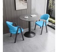 FAXJRU Ensemble Table Ronde À Manger et 2 Chaises,Table Chaise Moderne, pour Cafés Salons Restaurants Bureaux conférence Club Salle(Blue A,60CM/23.6IN)