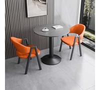 FAXJRU Ensemble Table Ronde À Manger et 2 Chaises,Table Chaise Moderne, pour Cafés Salons Restaurants Bureaux conférence Club Salle(Orange,70CM/27.6IN)