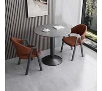 FAXJRU Ensemble Table Ronde À Manger et 2 Chaises,Table Chaise Moderne, pour Cafés Salons Restaurants Bureaux conférence Club Salle(Brown,70CM/27.6IN)
