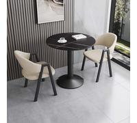 FAXJRU Ensemble Table Ronde À Manger et 2 Chaises,Table Chaise Moderne, pour Cafés Salons Restaurants Bureaux conférence Club Salle(Beige,70CM/27.6IN)