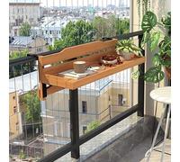 FAXJRU Table de Balcon Suspendue Pliable, Réglable Table Pliante Balustrade, de Jardin de Bar,Réglable en Hauteur sur 2 Niveaux(60cm/23.6in)