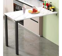 FAXJRU Table Murale Pliable Rabattable Table À Manger Blanche Bureau Mural Rabattable Établi Tablette Murale Rabattable pour, Peu Encombrant/Adhésif(White B,76.5 * 40cm/30.1 * 15.8in)
