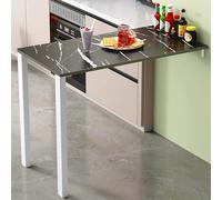 FAXJRU Table Murale Pliable Rabattable Table À Manger Blanche Bureau Mural Rabattable Établi Tablette Murale Rabattable pour, Peu Encombrant/Adhésif(Black C,76.5 * 45/30.1 * 17.7in)