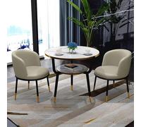 FAXJRU Table Ronde Salle Manger, Table de conférence Moderne de 70cm et 2 chaises, Ensemble Table À Manger Une Table Quatre Chaises,Table de Club de Salle de réception de Bureau(Off-White)