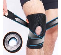 Fay Bless - 1 genouillère de compression réglable pour homme et femme avec sangle élastique pour la course à pied, la randonnée, l'arthrite, le LCA, le ménisque, le sport (bleu)