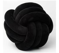 Fay Bless Coussin rond avec nœud - Coussin décoratif en velours doux pour canapé, lit, sol ou salon - Oreiller en peluche noué à la main pour décoration d'intérieur, design minimaliste (nœud noir, 28