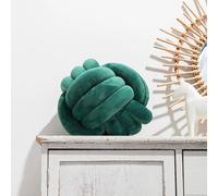 Fay Bless Coussin rond avec nœud - Coussin décoratif en velours doux pour canapé, lit, sol ou salon - Oreiller en peluche noué à la main pour décoration d'intérieur, design minimaliste (nœud vert