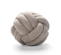 Fay Bless Coussin rond avec nœud - Coussin décoratif en velours doux pour canapé, lit, sol ou salon - Oreiller en peluche noué à la main pour décoration d'intérieur, design minimaliste (gris nœud, 22