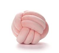 Fay Bless Coussin rond avec nœud - Coussin décoratif en velours doux pour canapé, lit, sol ou salon - Oreiller en peluche noué à la main pour décoration d'intérieur, design minimaliste (nœud rose, 28