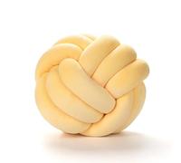 Fay Bless Coussin rond avec nœud - Coussin décoratif en velours doux pour canapé, lit, sol ou salon - Oreiller en peluche noué à la main pour décoration d'intérieur, design minimaliste (nœud jaune, 22