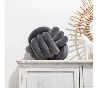 Fay Bless Coussin rond avec nœud - Coussin décoratif en velours doux pour canapé, lit, sol ou salon - Oreiller en peluche noué à la main pour décoration d'intérieur, design minimaliste (nœud gris