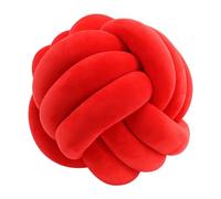 Fay Bless Coussin rond avec nœud - Coussin décoratif en velours doux pour canapé, lit, sol ou salon - Oreiller en peluche noué à la main pour décoration d'intérieur, design minimaliste (nœud rouge, 28