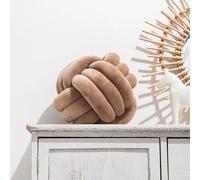 Fay Bless Coussin rond avec nœud - Coussin décoratif en velours doux pour canapé, lit, sol ou salon - Oreiller en peluche noué à la main pour décoration d'intérieur, design minimaliste (café nœud, 28