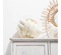 Fay Bless Coussin rond avec nœud - Coussin décoratif en velours doux pour canapé, lit, sol ou salon - Oreiller en peluche noué à la main pour décoration d'intérieur, design minimaliste (nœud craem