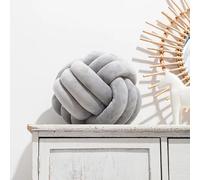 Fay Bless Coussin rond avec nœud - Coussin décoratif en velours doux pour canapé, lit, sol ou salon - Oreiller en peluche noué à la main pour décoration d'intérieur, design minimaliste (gris clair, 28