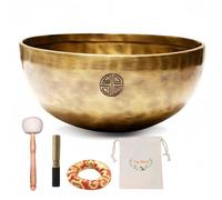 Fay Bless Ensemble de bols chantants tibétains faits main, cuivre népalais | Forge artisanal sous pleine lune, qualité de tonalité résonante, décoration de pièce pour yoga, accessoire pour un mode de