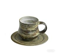 Fay Bless Ensemble tasse à café et soucoupe en céramique - Tasse en grès de 250 ml avec texture tissée unique - Tasse à thé minimaliste de style Wabi-Sabi pour la maison et le bureau - Service à café