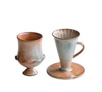 Fay Bless Lot de 6 goutteurs à café vintage en céramique V60 - Fait à la main - Rustique - Avec tasse et pot