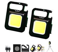Fay Bless Mini Lampe de Poche Rechargeable, Lampe de Secours Rechargeable Portable Multifonctionnelle 800 Lumen COB Lampe Porte Clé, Mini LED Travail Lampes pour Réparation Urgence (Noir 2 Packs)