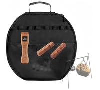 Fay Bless Sac de transport pour poêle à griller avec poignée en bois résistant à la chaleur, organiseur de rangement pour barbecue extérieur, convient aux poêles jusqu'à 42 cm 16,5 cm, poignée