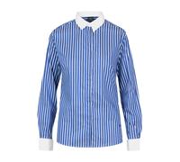 Fay - Chemise ajustée en coton rayé avec col contrastant - Femme - Blouses et Chemises - Bleu - Taille: 38 FR