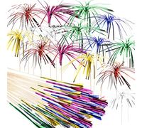 FAYAHAR 100 Pièces Feu d'artifice Cocktail Bâtons, 23 CM Bâtonnets à Cocktail, Pics de Palmier Mini Pics à Boissons, pour Cocktails, Aperitif, Boissons, Fruits, Cupcake
