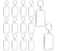 FAYAHAR 14 Pièces Porte-Clés Photo en Acrylique, Porte Clef Photo Vierge avec Anneau Brisé, Key Chain Double Face pour Clés, pour Famille, des Couples, DIY Souvenir (3 x 4,7 cm)
