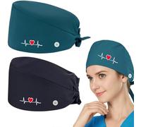FAYAHAR 2 Pièces Calot Chirurgien Femme, Calot Chirurgical en Coton (A)