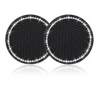 FAYAHAR 2 Pièces Car Coasters, Dessous de Verre pour Voiture avec Strass, Antidérapants Porte-gobelet, sous Verre Universel en Silicone, Accessoires d'Intérieur de Voiture, Noir