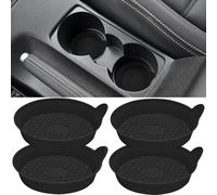 FAYAHAR 4 Pièces Car Coasters, Dessous de Verre pour Voiture, Antidérapants Porte-gobelet, sous Verre Universel en Silicone, Accessoires d'Intérieur de Voiture, Noir