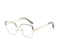 FAYAJN Montures de lunettes en métal pour femmes carrées double couleur, monture optique transparente pour hommes, léopard