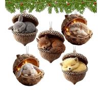 fayarrd Décorations de Noël pour sapin de Noël | 5 pièces décorations festives plates en acrylique 2D - décorations en forme d'animaux | Pour famille amis intérieurs fenêtre étagère table salon maison