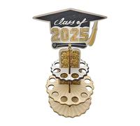 fayarrd Porte-monnaie de remise de diplôme - Porte-cadeau vintage 2025 avec double couche, décoration de fête en bois pour les remises de diplômes, les félicitations et la décoration des diplômés