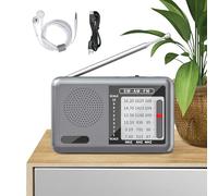 fayarrd Radio Ondes Courtes - Radio Compact avec Casque Audio,Batterie Rechargeable, Récepteur Ondes Courtes Bande Intégrale pour Extérieur, Maison, Voyage et Camping