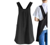 fayarrd Tablier En Lin De Coton Doux De Style Japonais, Tabliers Croisés Pour Femmes Avec Poches, Tabliers De Chef Pour Jardinage De Pâtisserie, Tabliers Pour Femmes Avec 2 Poches, Tablier De Cuisson