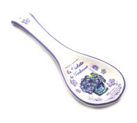Faye La Violette de Toulouse - Repose Cuillère Céramique Blanche Violettes - 23,5 cm