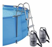 Fayelong 2 Pack Échelle De Piscine Universelle Step Weight 500d PVC Étanche Sac Sec avec Bande Crochet Et Boucle Facile Et Rapide De Remplissage De Sable pour Les Travaux De Piscine Hors Sol (Grey)