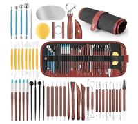 Fayelong Kit D'outils De Poterie Et De Sculpture sur Argile Outils De Modelage Et De Gravure avec Sac De Rangement pour Ébarbage, Débutants, Professionnels Et Adultes Fournitures