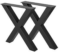 Fayelong Lot de 2 pieds de table industriels en acier X-Frame - Hauteur 70 cm x largeur 50 cm - Noir - Capacité de 200 kg - Facile à assembler