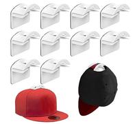 Fayemint 10 Pièces Crochets de Chapeaux, Crochets Autocollants pour Chapeau, Mural Double Hook Porte-Chapeaux, pour Divers Chapeaux, Foulards, Écouteurs, Lunettes, Clés