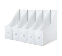 Fayemint 5 Pièces Porte-Revues Plastiques, Porte Revues Rangement, Range-Magazines en Plastique Blanc, Chemise Pliable, pour Bureau, L'archivage et Stockage