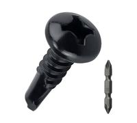 Fayeploo Lot de 50 vis autotaraudeuses à tête bombée en acier inoxydable 410 avec embout cruciforme #2, tête cylindrique revêtue d'oxyde noir, #10 x 1,27 cm