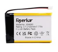 Fayerkar Batterie Li-ion polymère de rechange 3,7 V 2100 mAh 654060 (704060) pour produits électroniques DIY 3,7 à 4,2 V, GPS, lumière LED, haut-parleur Bluetooth, alimentation mobile