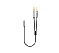 Fayet Répartiteur de micro pour casque audio jack 3,5 mm, adaptateur auxiliaire femelle vers 2 mâles pour casque PC, câble de microphone compatible avec casque de jeu, écouteurs, haut-parleurs,