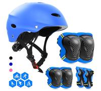 FAYITING Casque Genouillères Enfant Ensemble de Protections, Kit de Protection Roller Enfant, Casque Ajustable Coudières Genouillère Protège-Poignets Ensemble de Protection Enfant