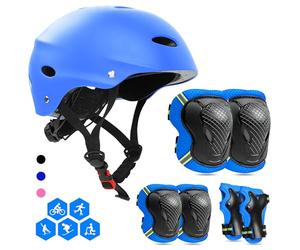 FAYITING Casque Genouillères Enfant Ensemble de Protections, Kit de Protection Roller Enfant, Casque Ajustable Coudières Genouillère Protège-Poignets Ensemble de Protection Enfant
